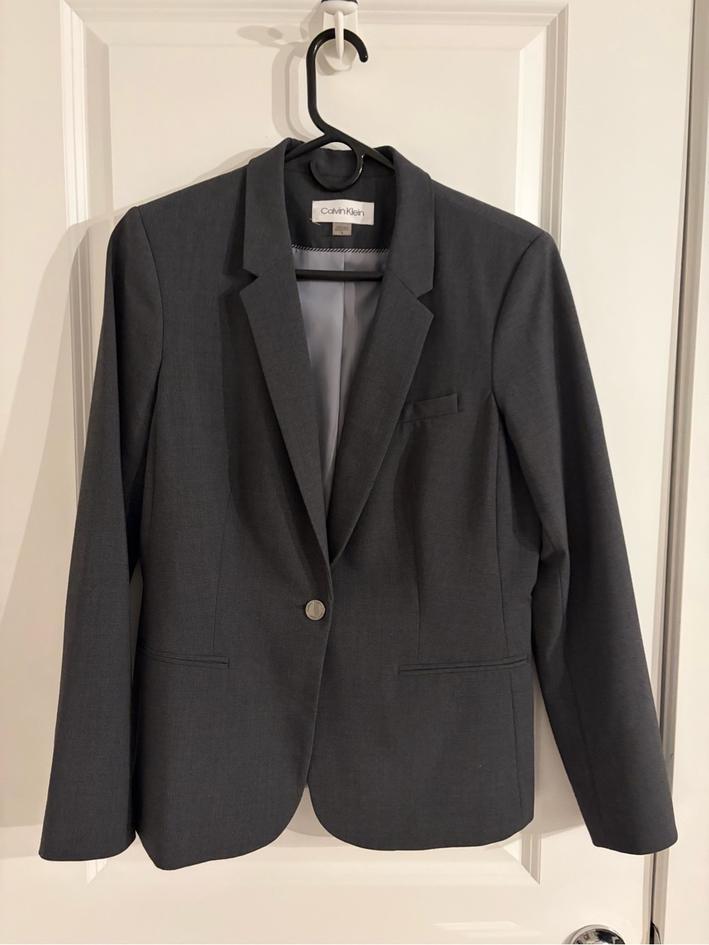 Calvin Klein Women's Charcoal Gray Single-Button Blazer